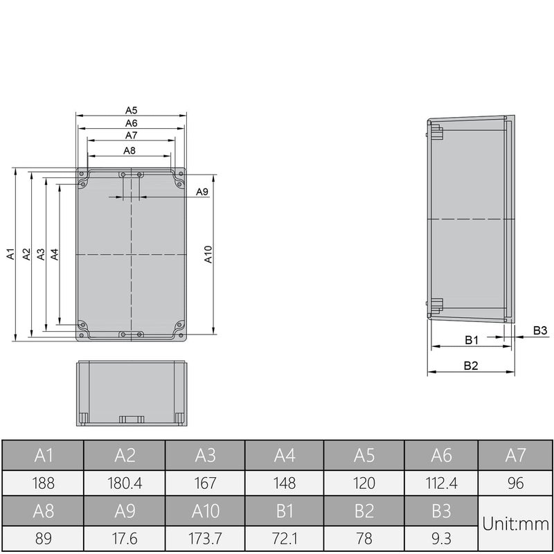 Fielect Aluminum Enclosure Project Box Waterproof IP65 Metal Junction Box Universal Electrical Project Enclosure Box, 7.40" x 4.72" x 3.07" - Image 3